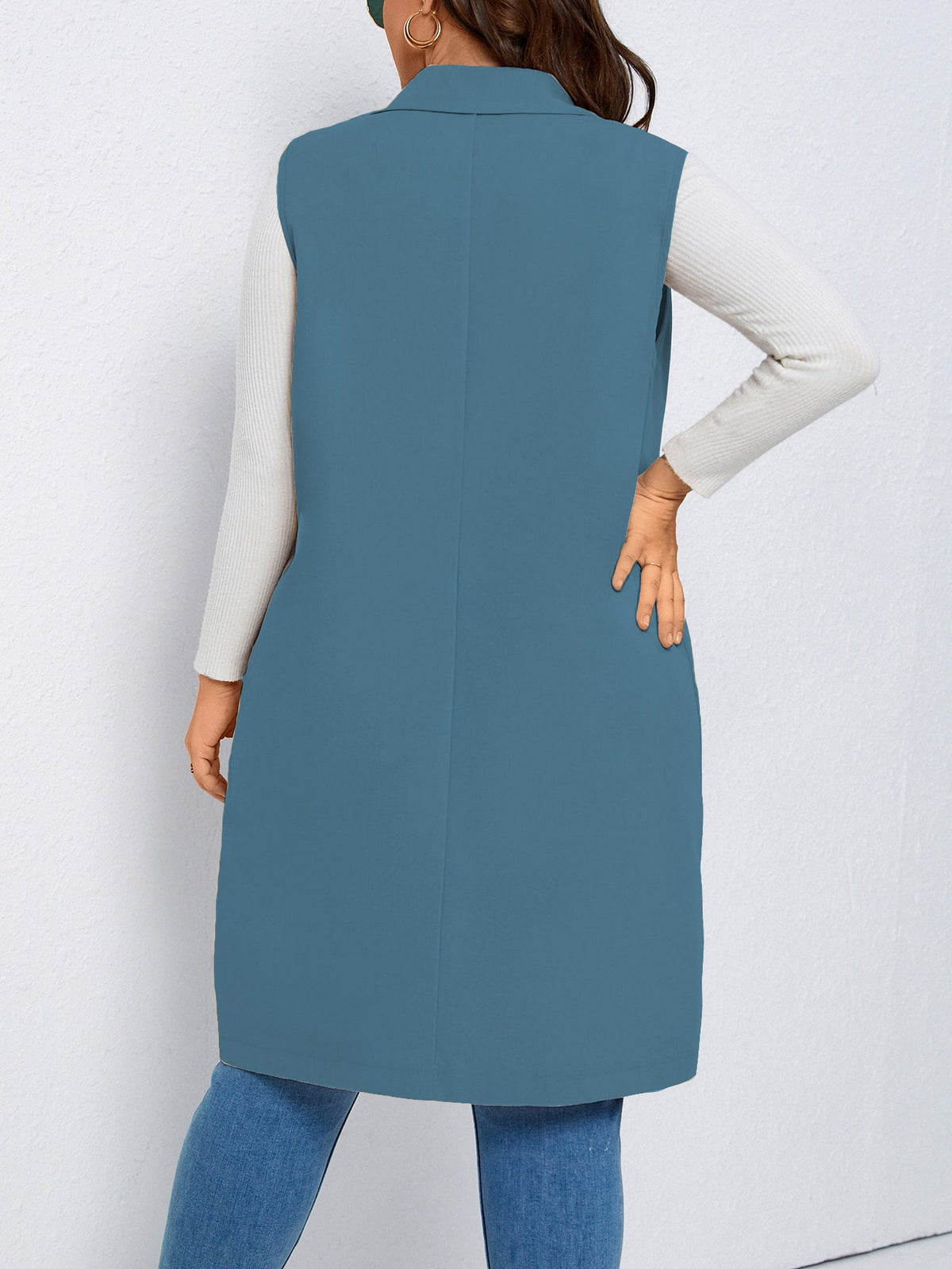 LUNE Plus Lapel Neck Single Button Vest Coat