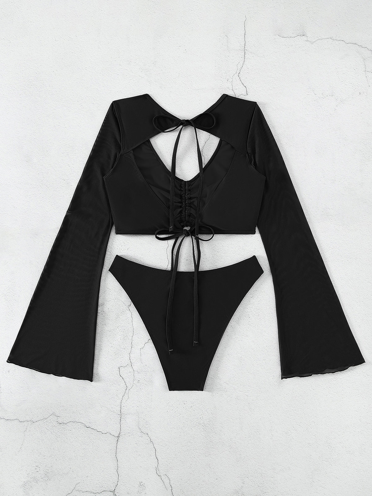 Swim Basics Drawstring Front Bikini Swimsuit