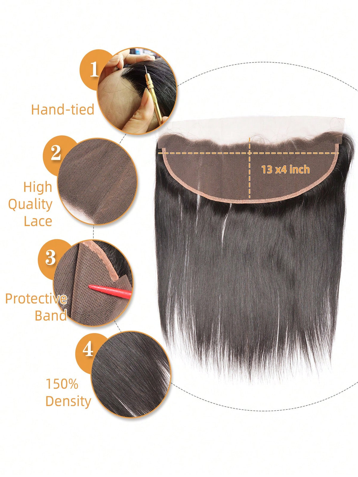 3pcs Straight Bundles With 13 X 4 Lace Frontal Natural Black Virgin Human Hair Hair Extension Human Hair Bundles Extension 30 Inch