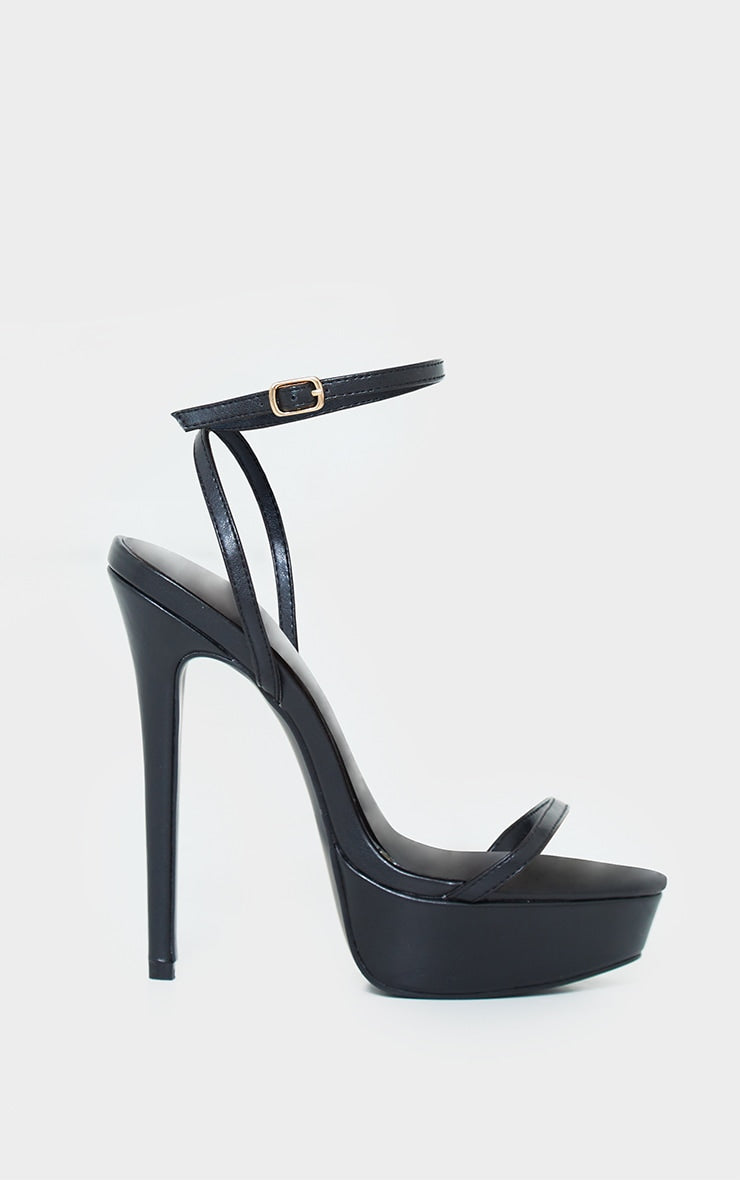 Sand PU Platform Strappy High Heels
