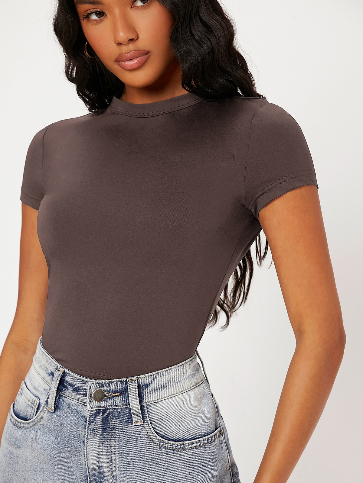 BASICS 1pc Solid Form Fitted Tee