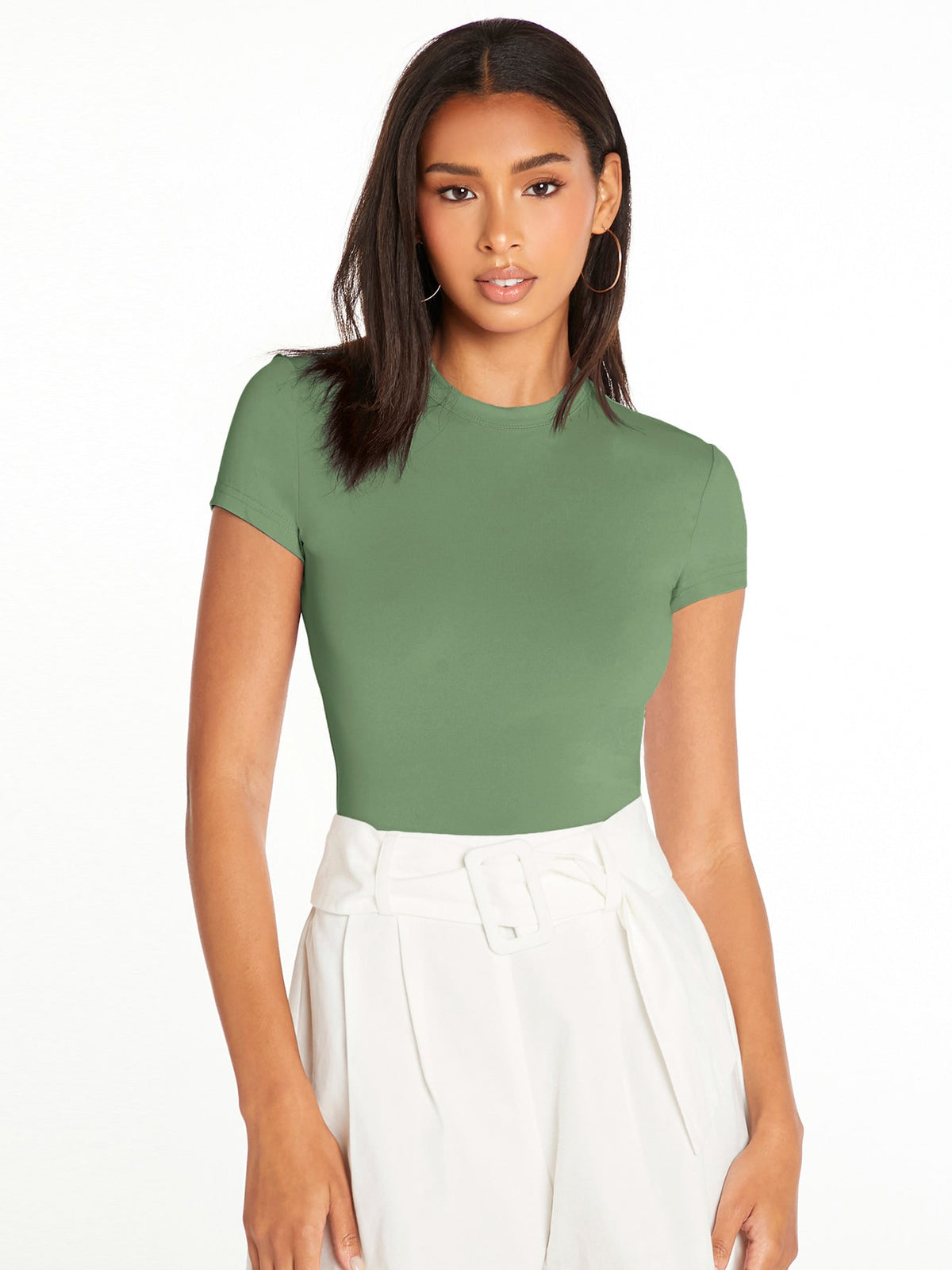 BASICS 1pc Solid Form Fitted Tee