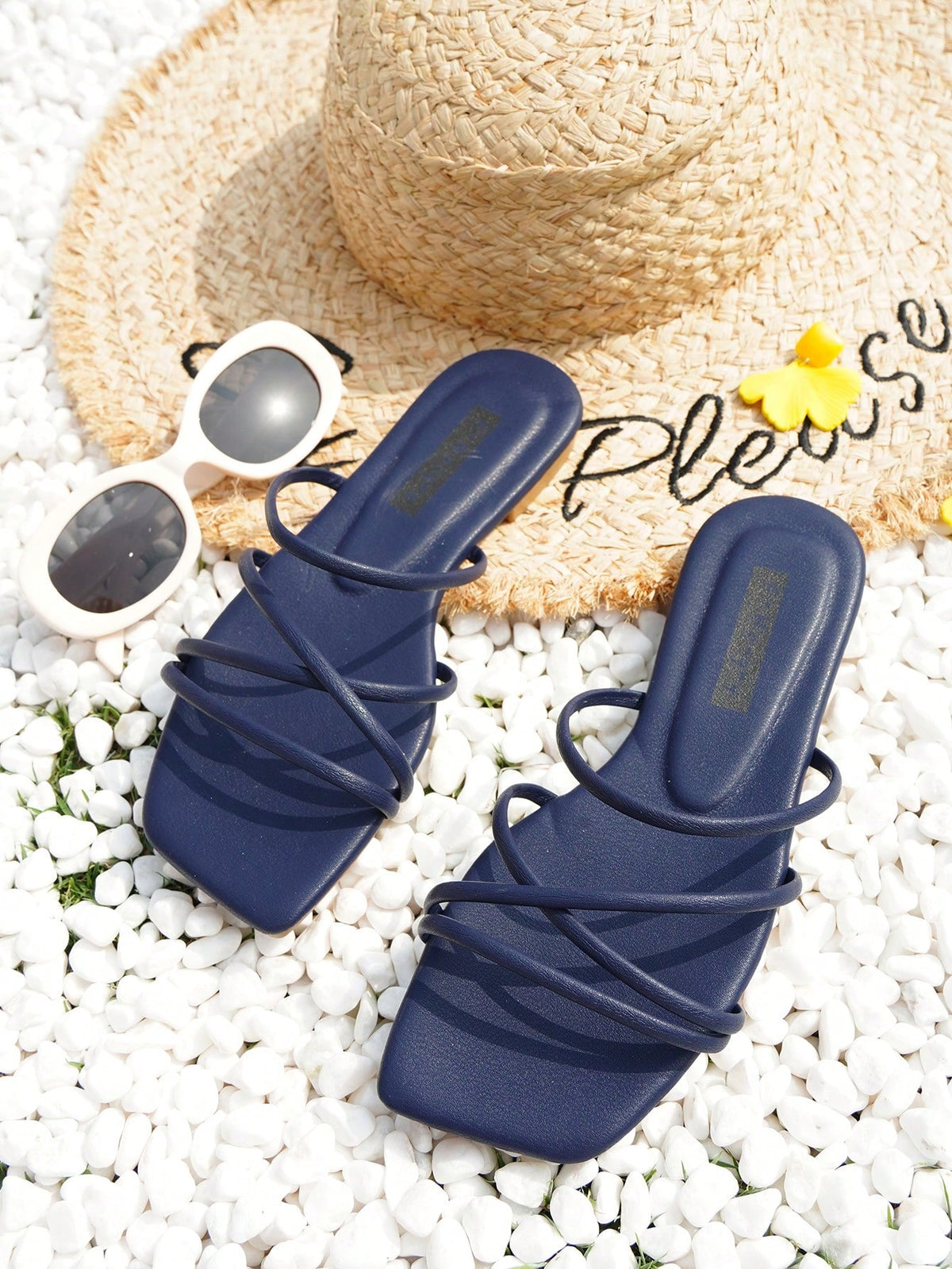 Women Minimalist Thin Strap Slide Sandals, Elegant Summer Flat Sandals