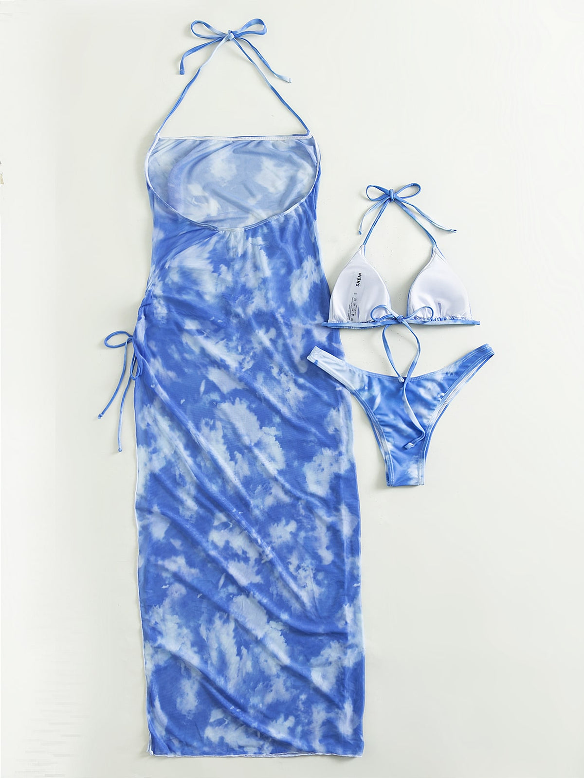 Swim Vcay 3pack Tie Dye Triangle Bikini Swimsuit & Cover Up