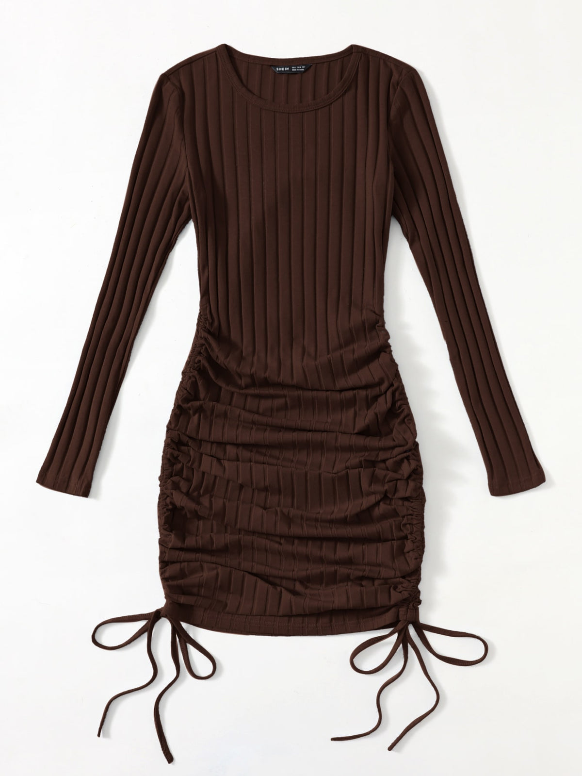 EZwear Drawstring Ruched Side Bodycon Dress