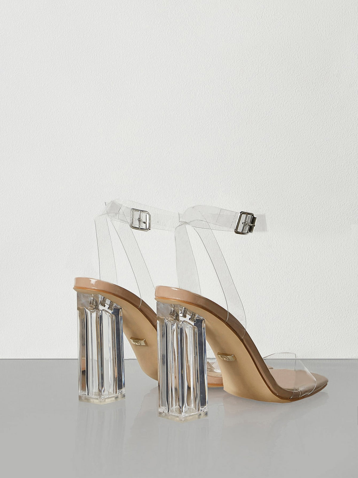 SXY Fashion Clear Sandals For Women, Clear Chunky Heeled Ankle Strap Sandals