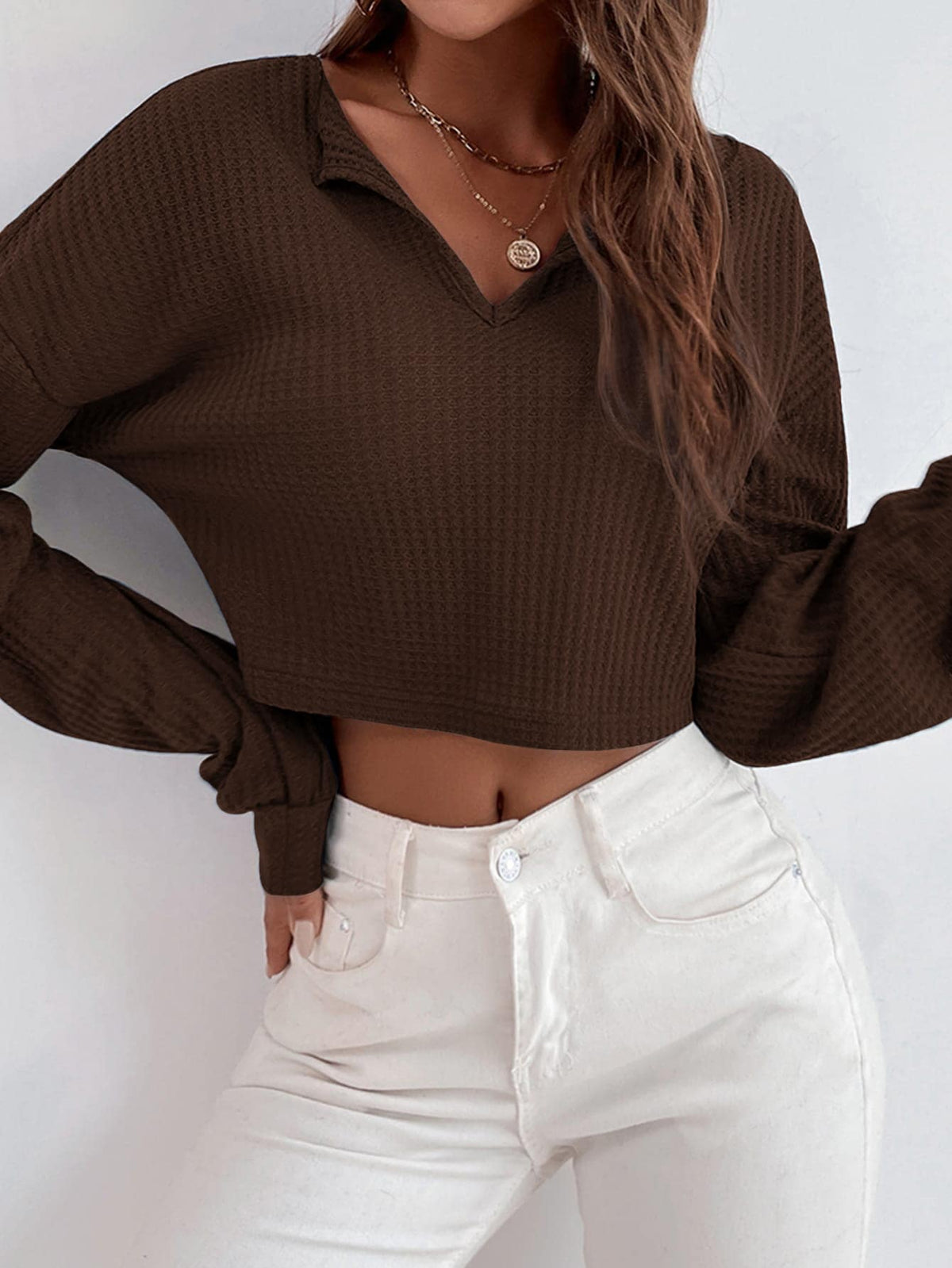 Essnce Drop Shoulder Waffle Knit Tee