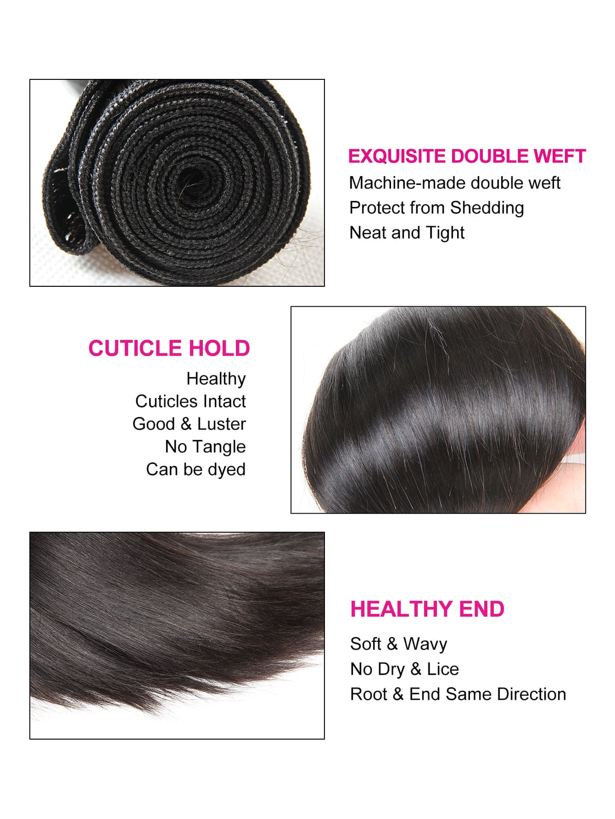 1pc Straight Bundles Natural Black Color Virgin Human Hair Remy Hair Weave