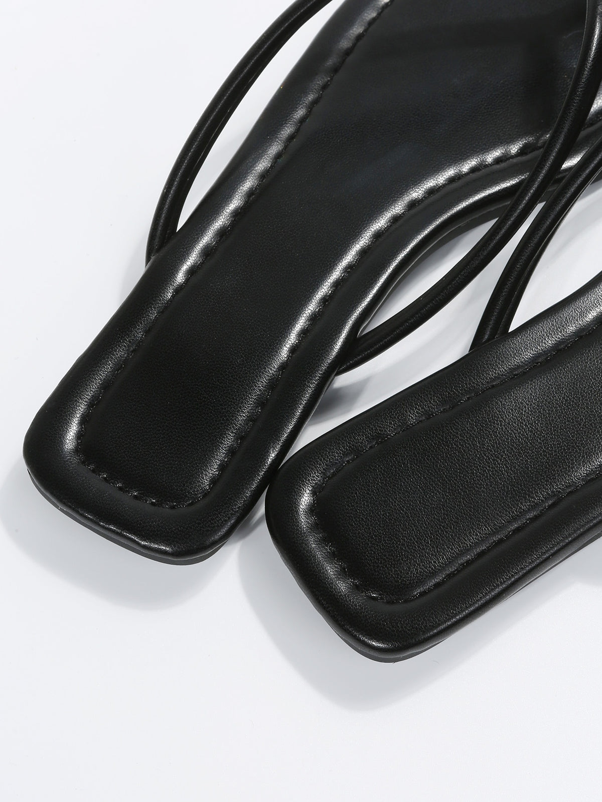 Women Black Minimalist Thong Flat Sandals, Toe Post Fashionable Sandals