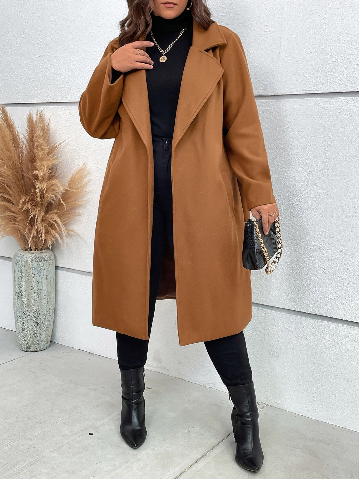 LUNE Plus Lapel Neck Slant Pocket Overcoat