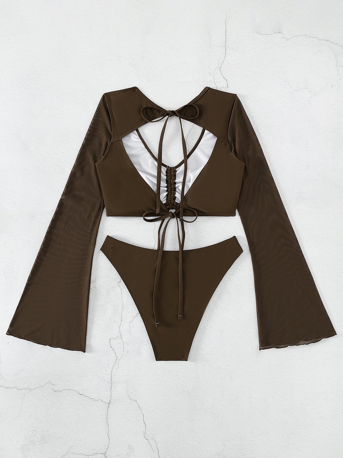 Swim Basics Drawstring Front Bikini Swimsuit