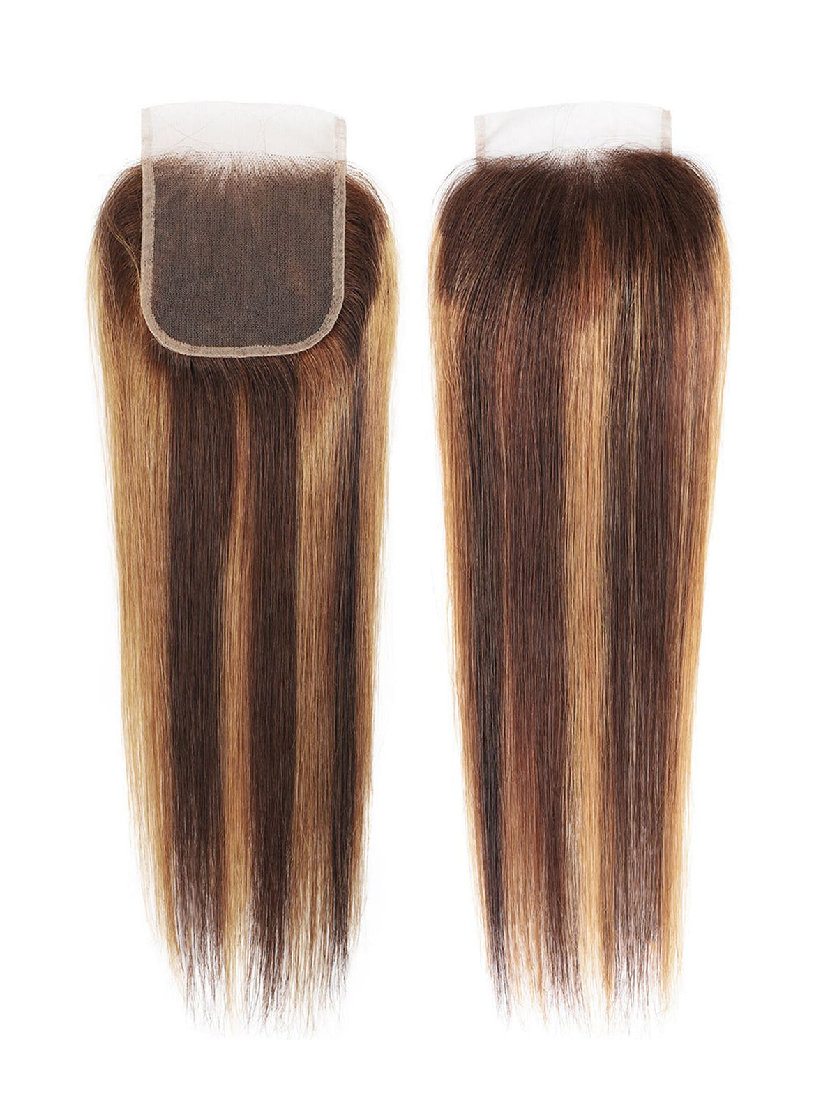 3 PCS Highlight Piano Color Body Wave Virgin Human Hair Bundles with 4 X 4 Free Part Lace Closure in One Set P4/27# Mixed Bundle and Closure Deals
