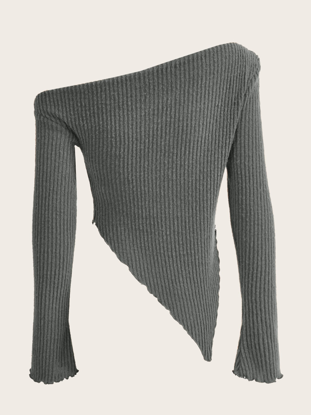 ICON Asymmetrical Neck Lettuce Trim Tee