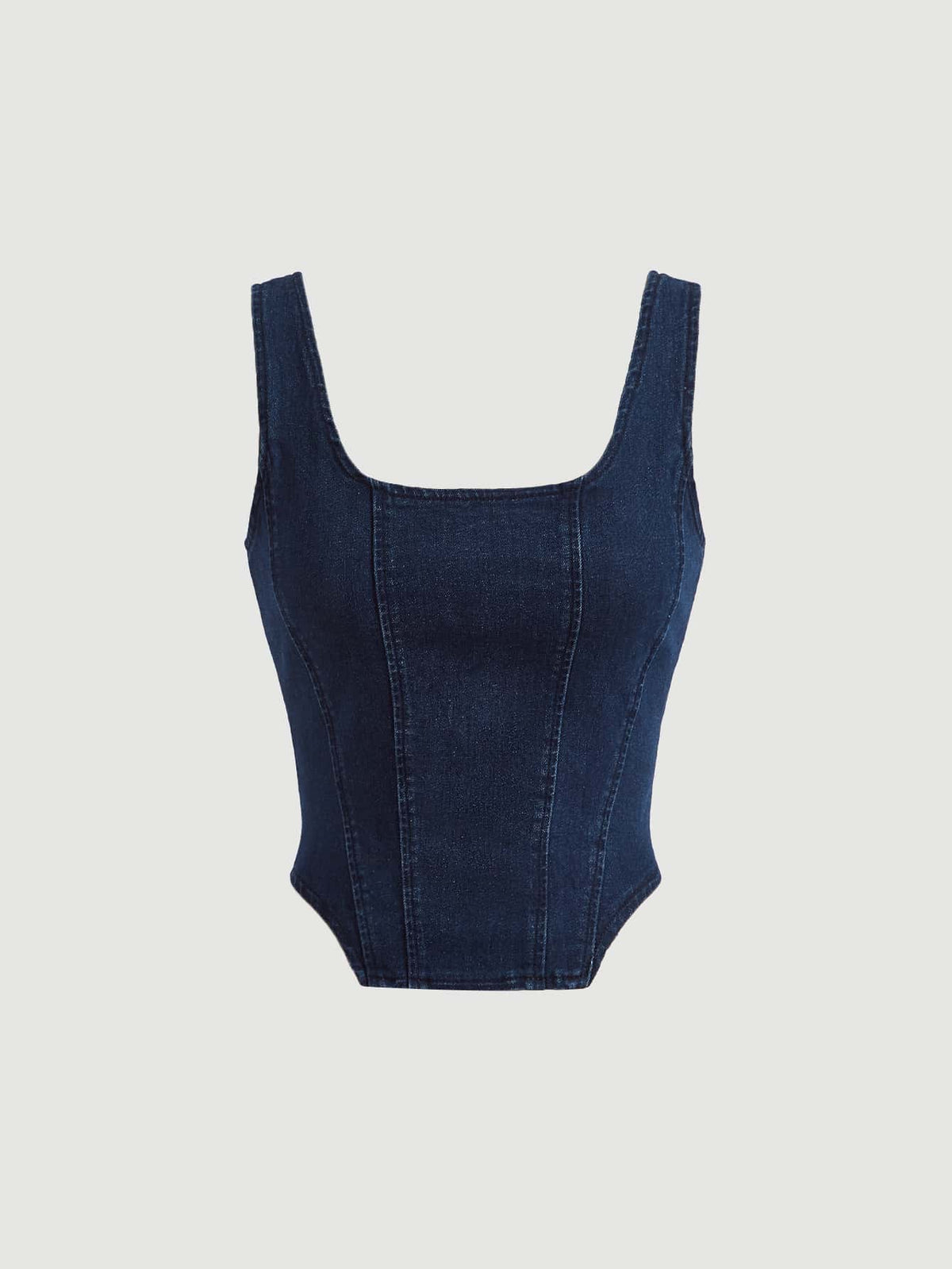 MOD Square Neck Hanky Hem Denim Top