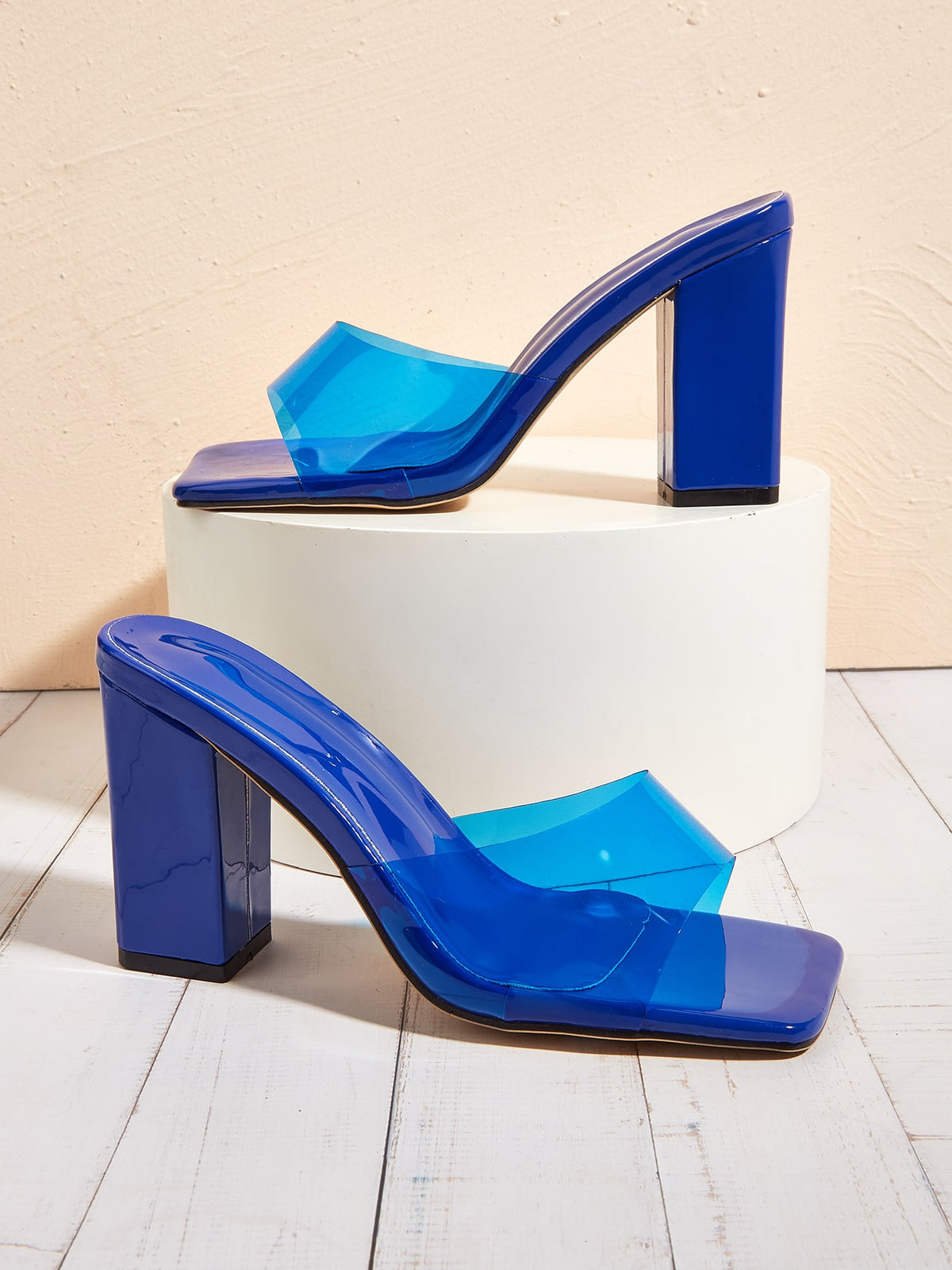 Women Minimalist Chunky Heeled Mule Sandals, Fashion Summer Heeled Sandals