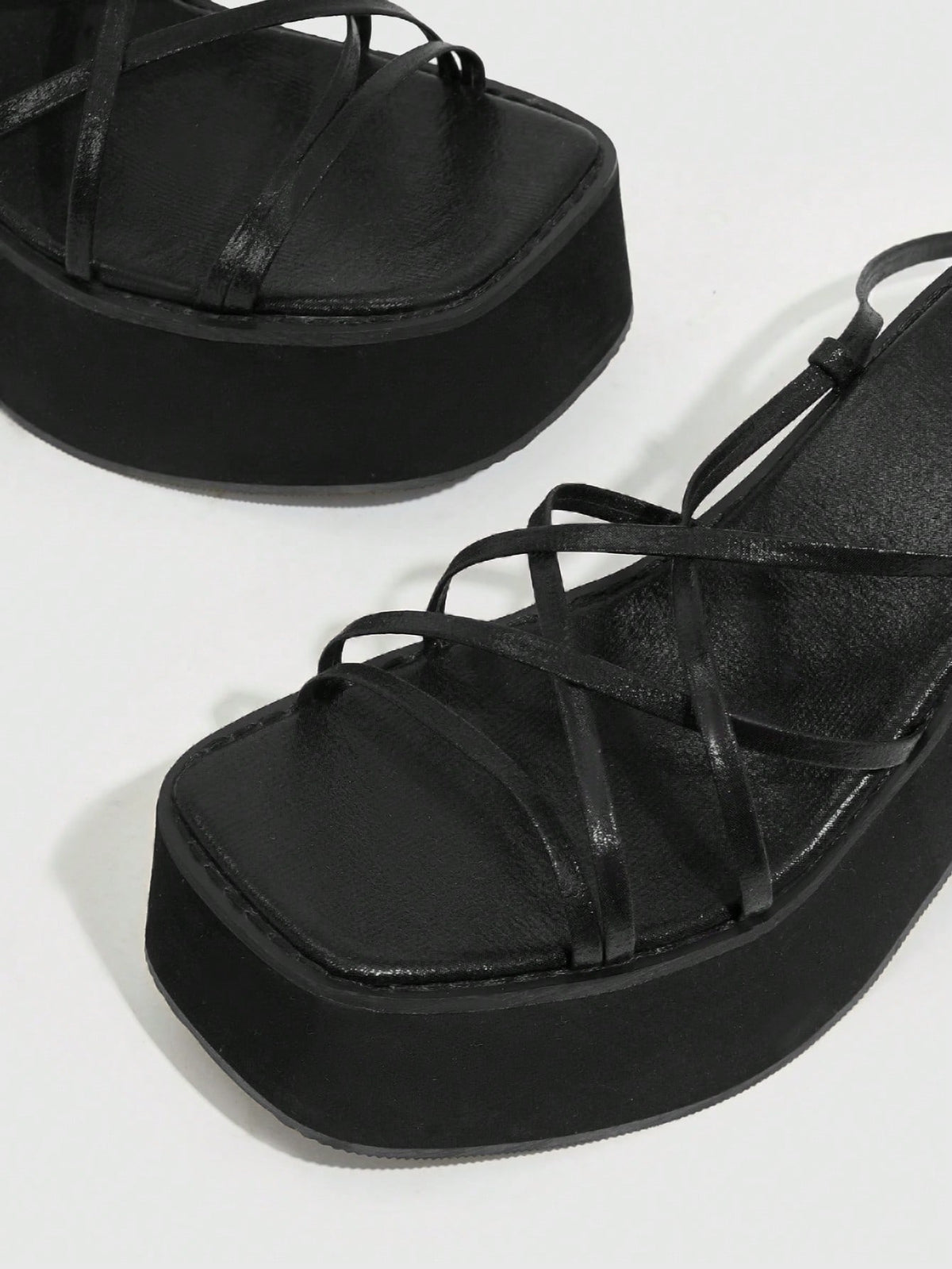 Everyday Collection Criss Cross Platform Chunky Heeled Strappy Wedge Sandals
