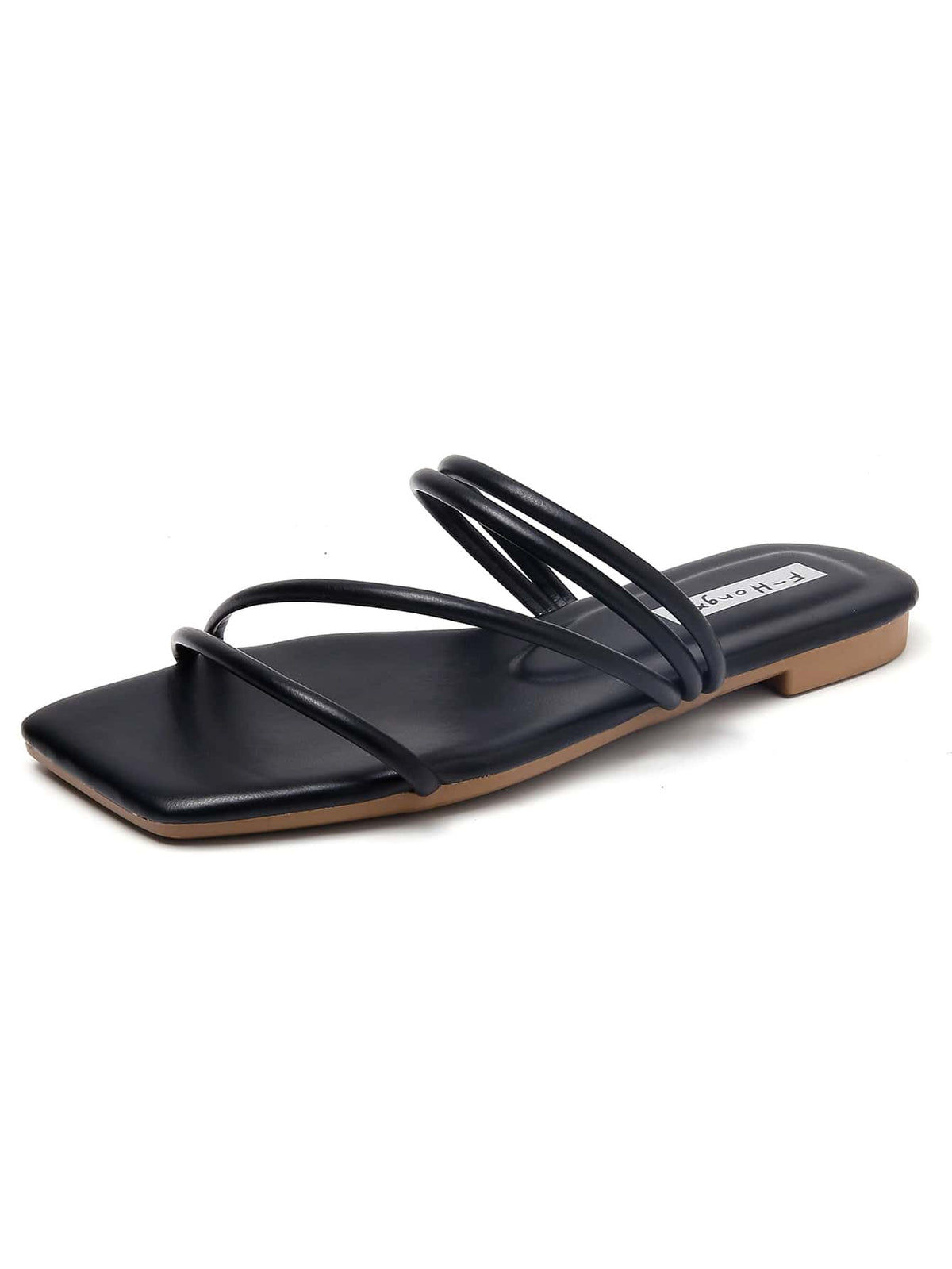 Women Comfortable Multi Strap Flat Sandals, Elegant Coffee Brown Slide Sandals