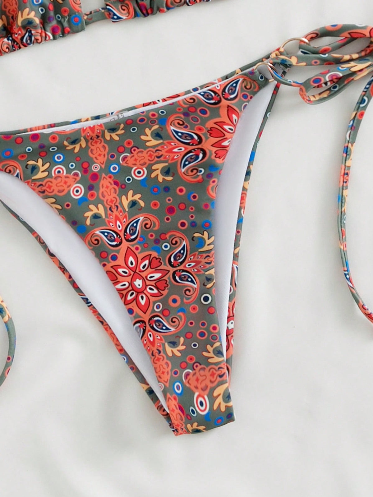 Swim Vcay Allover Print Triangle Tie Side Bikini Swimsuit