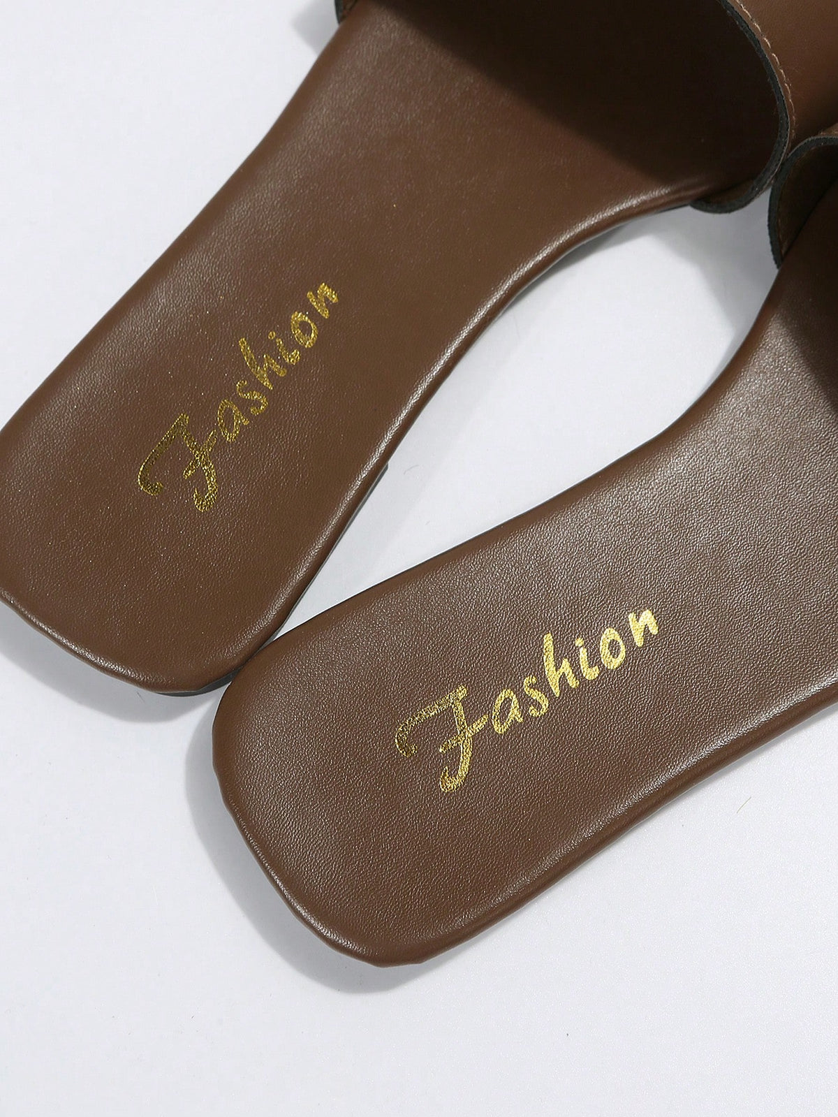Women Minimalist Single B and Slide Sandals, Artificial Leather Elegant Sandals Brown