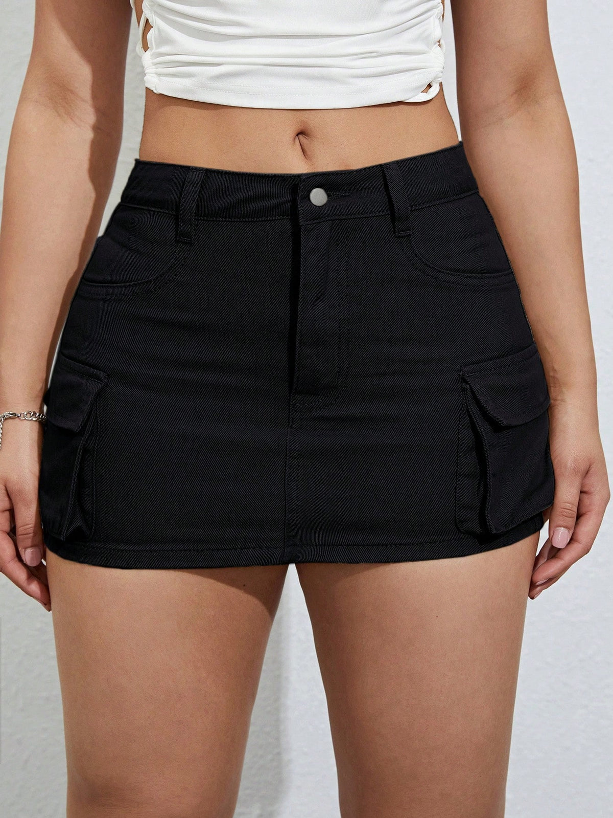ICON Flap Pocket Side Cargo Denim Skirt