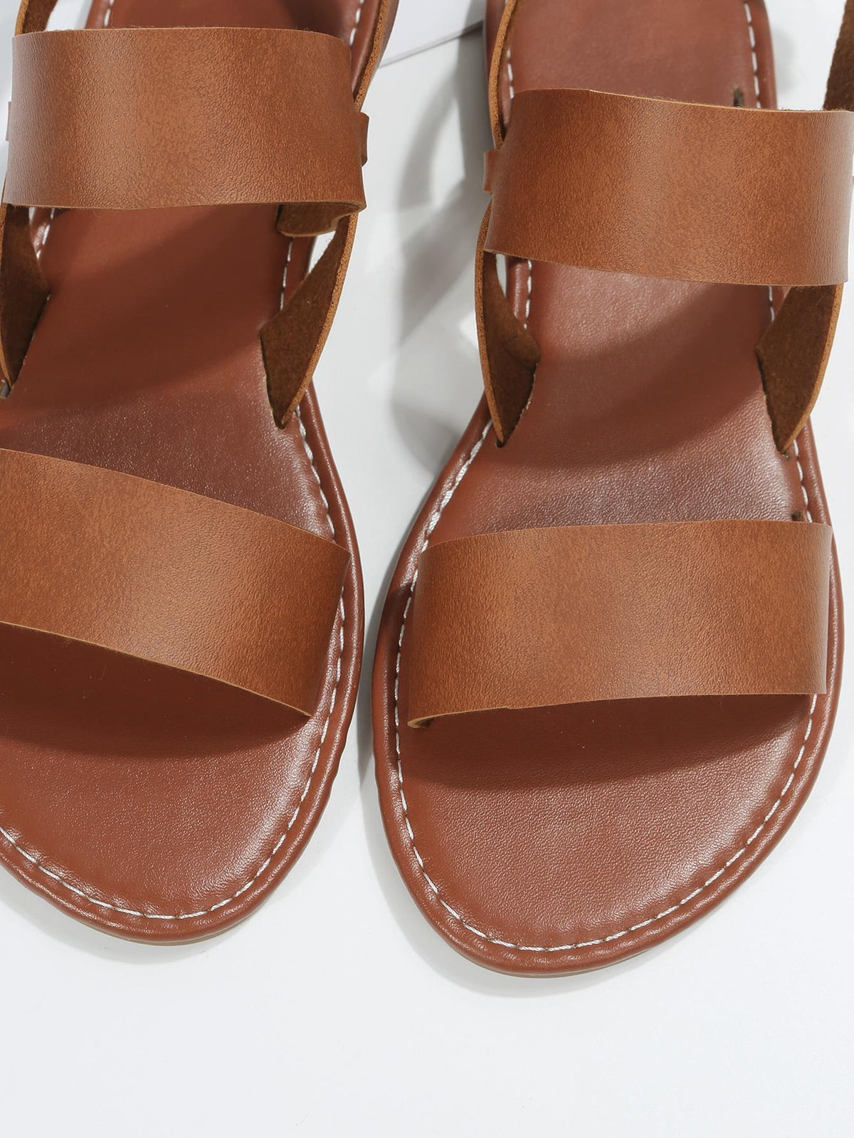 Women Minimalist Flat Sandals, Elegant Brown Slingback Sandals