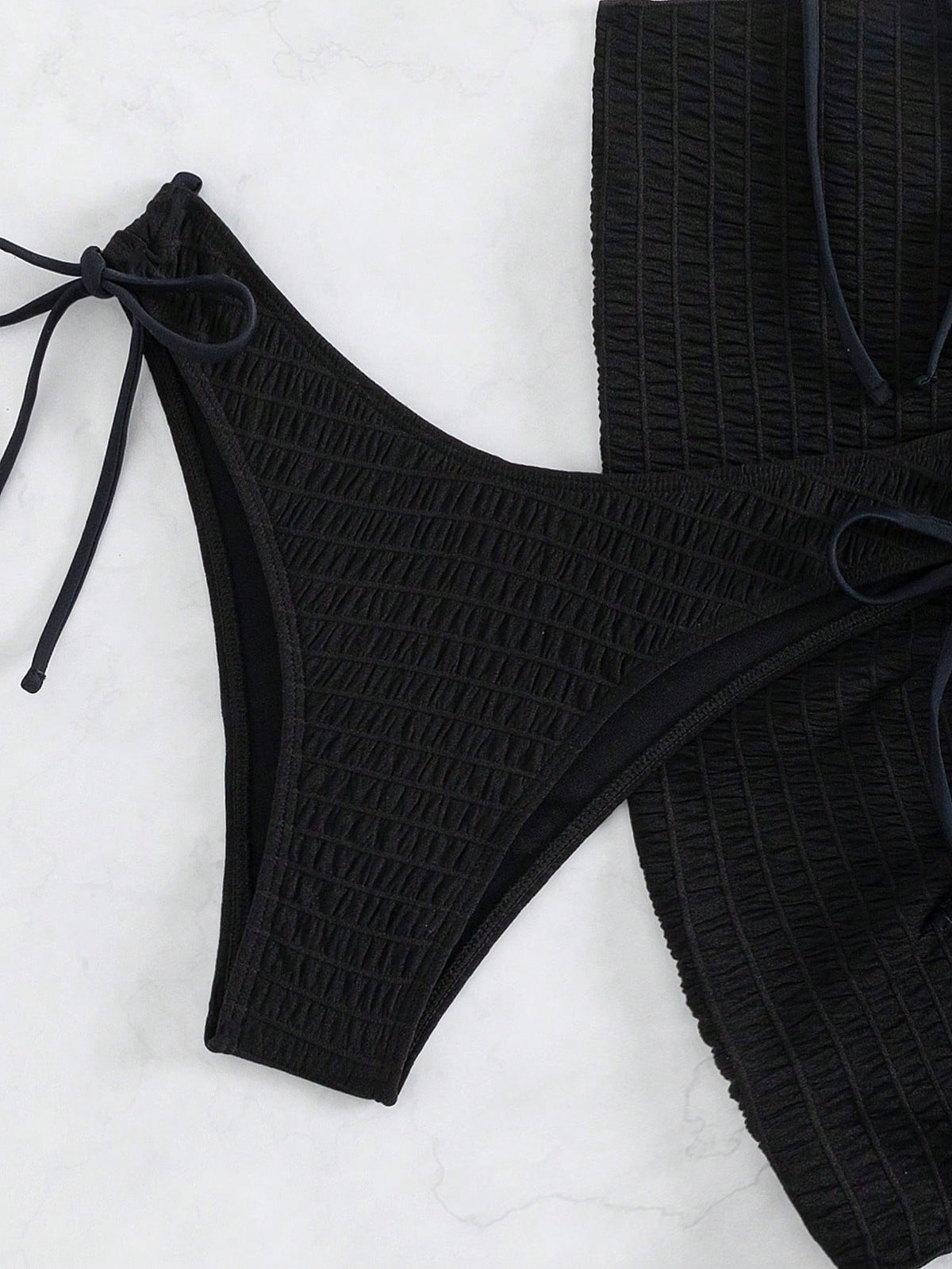 Swim Chicsea Frill Trim Halter Bikini Swimsuit With Beach Skirt