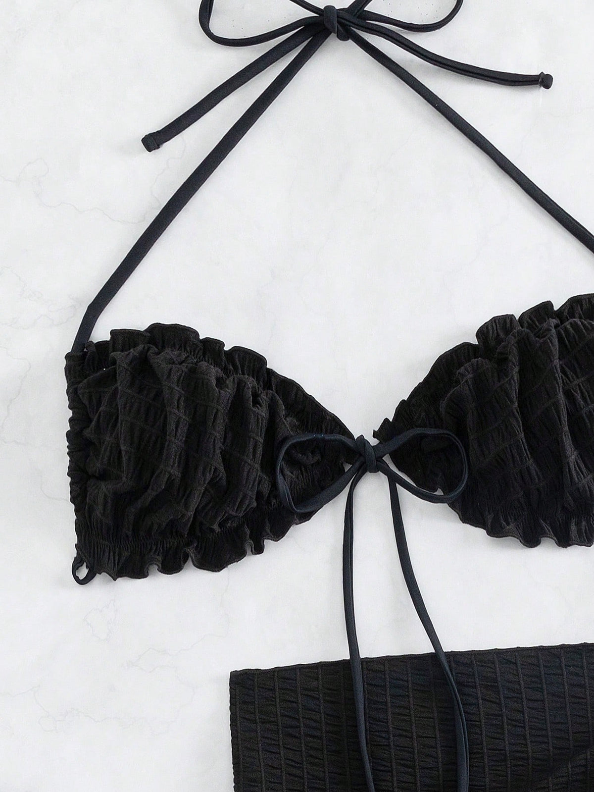 Swim Chicsea Frill Trim Halter Bikini Swimsuit With Beach Skirt
