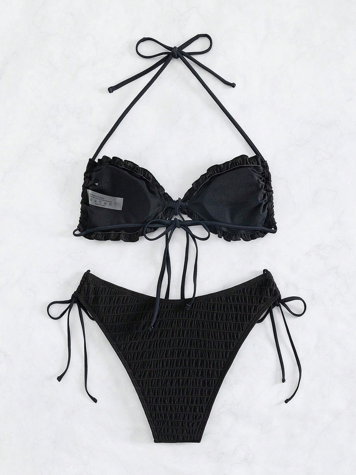 Swim Chicsea Frill Trim Halter Bikini Swimsuit With Beach Skirt