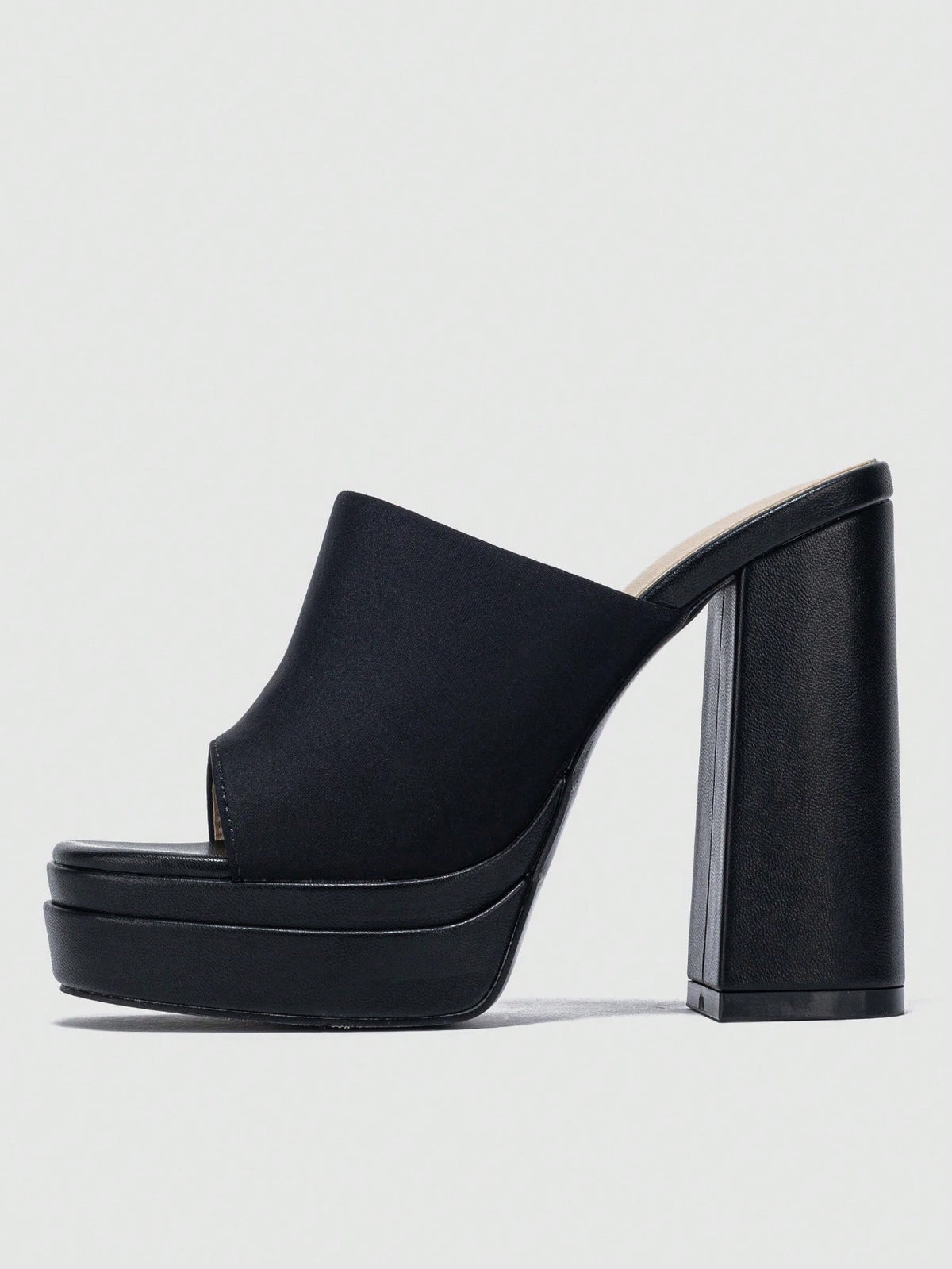 Women Minimalist Mule Sandals, Lycra Platform Chunky Heeled Elegant Sandals
