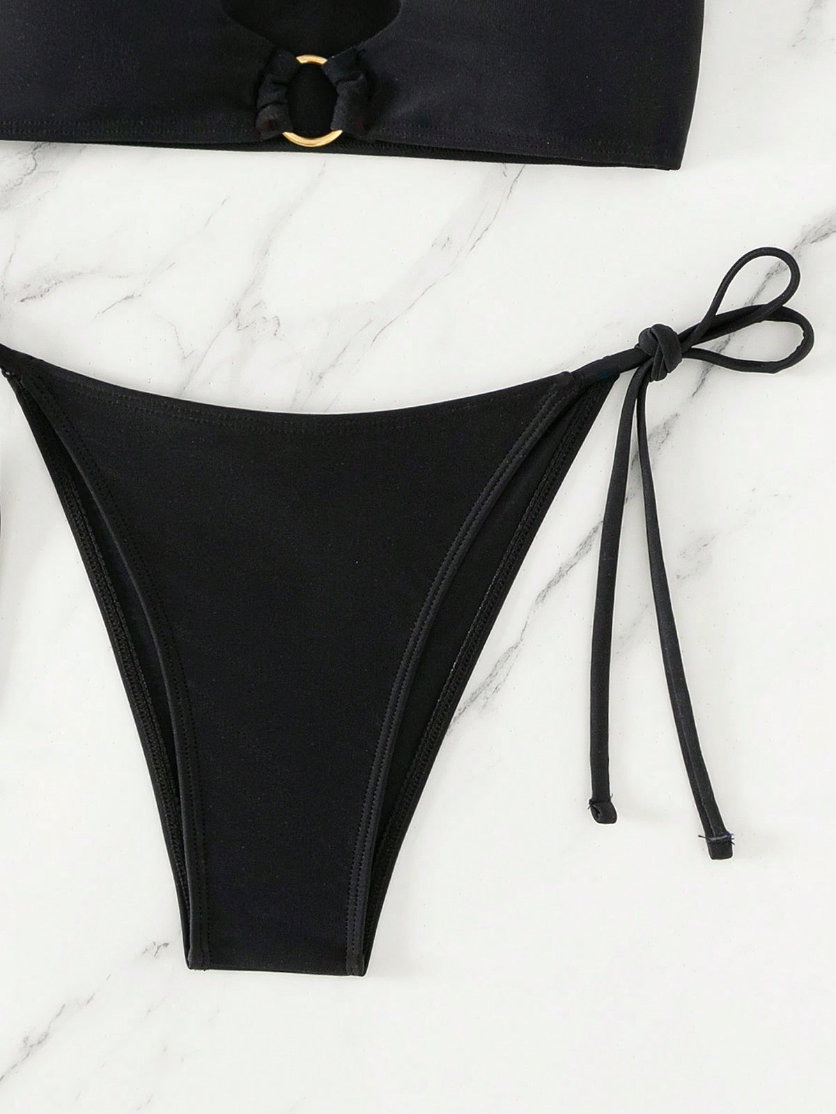 Swim SXY Ring Linked Bandeau Tie Side Bikini Swimsuit