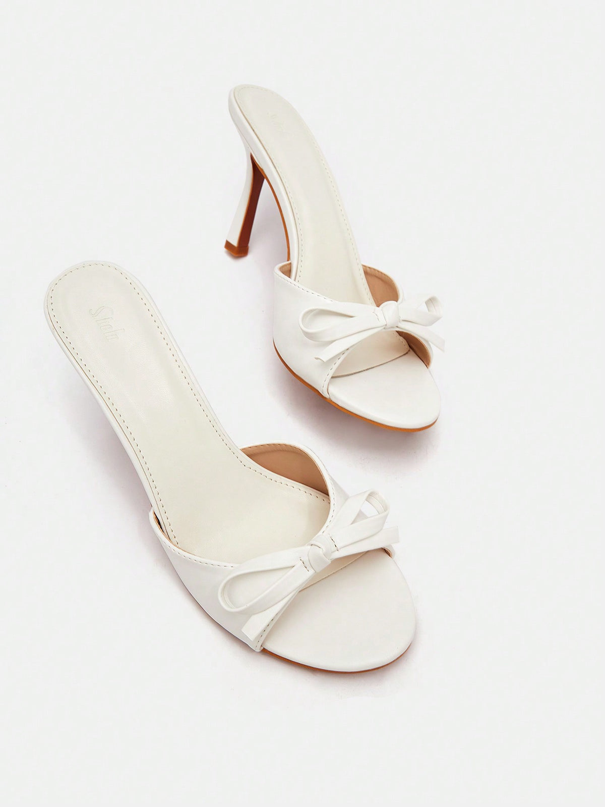 MOD Women Bow Decor Stiletto Heeled Mule Sandals, Fashion Summer Heeled Sandals