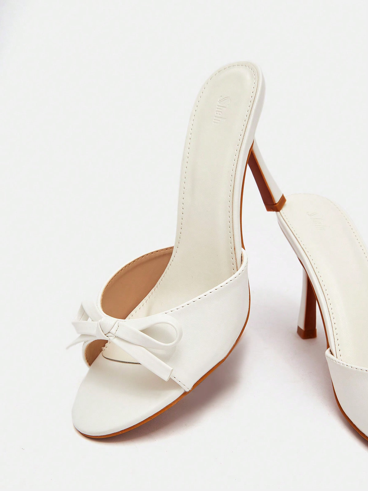 MOD Women Bow Decor Stiletto Heeled Mule Sandals, Fashion Summer Heeled Sandals