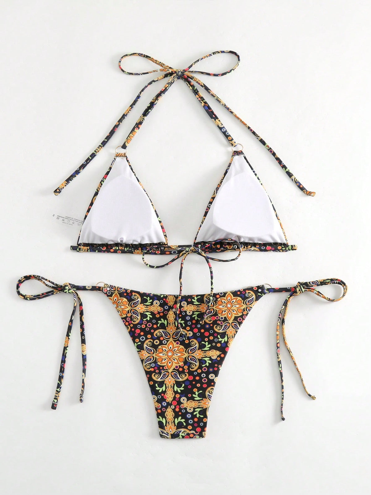 Swim Vcay Allover Print Triangle Tie Side Bikini Swimsuit