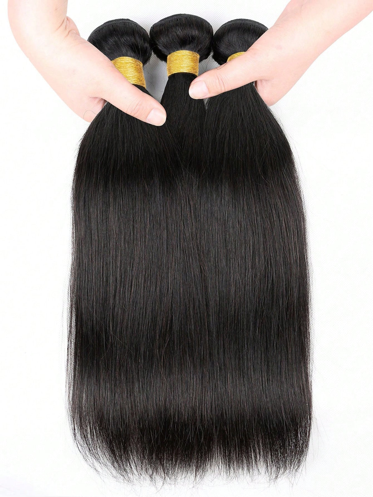 4pcs 4 X 4 Lace Closure Straight Human Hair Bundles With Closure Virgin Hair Extension Closure And 3 Bundles Real Double Weft Hair Weave Cheap Hair Daily Use Natural Black Color