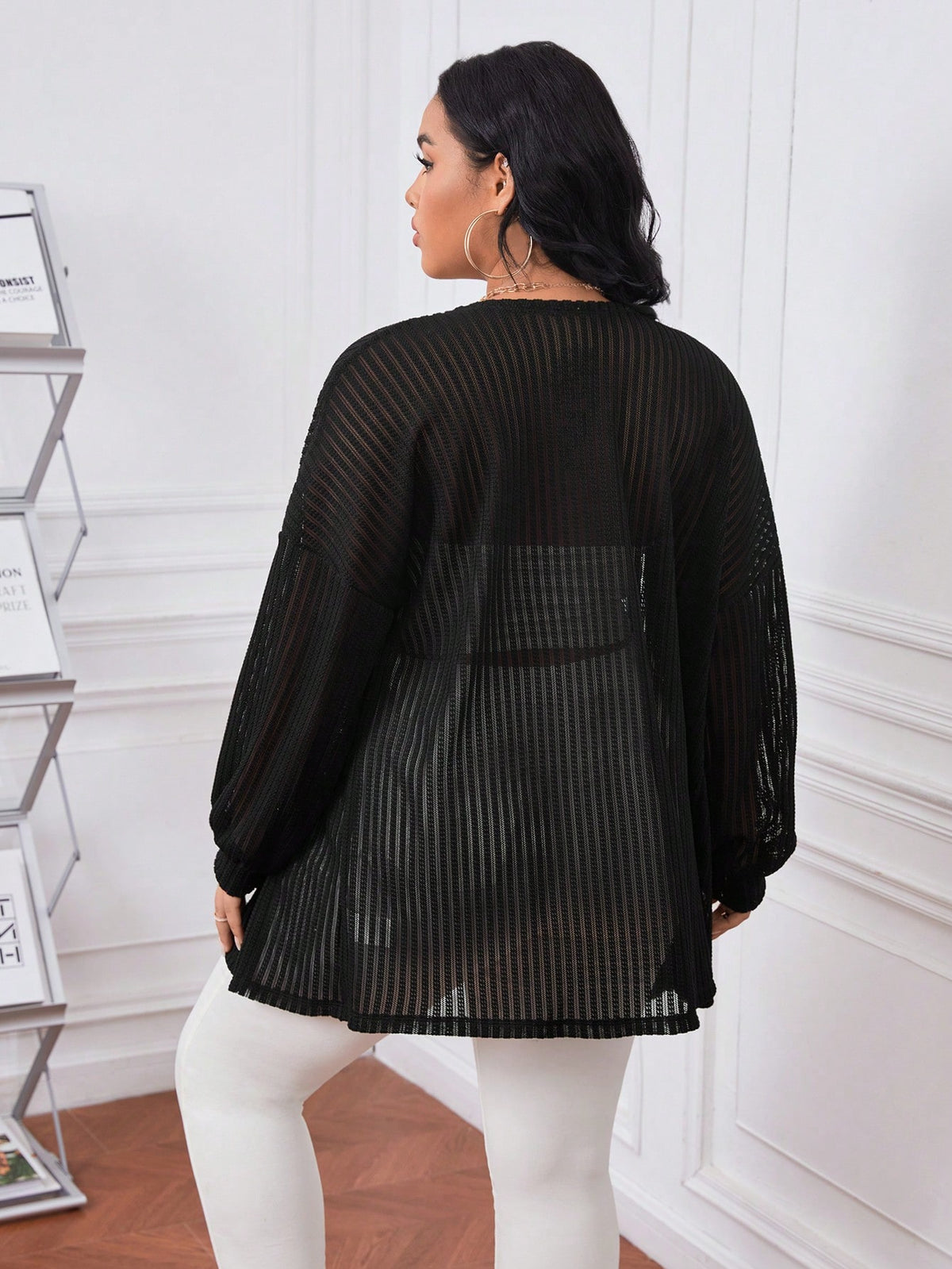 Essnce Plus Drop Shoulder Open Front Coat