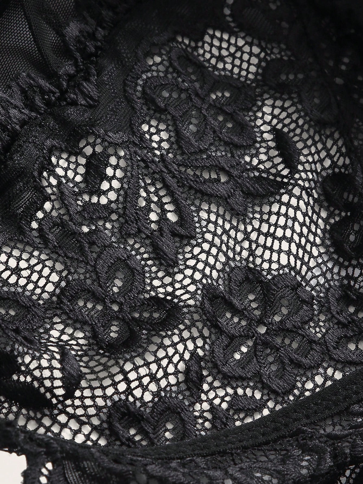 Floral Lace Scallop Trim Halter Teddy Bodysuit