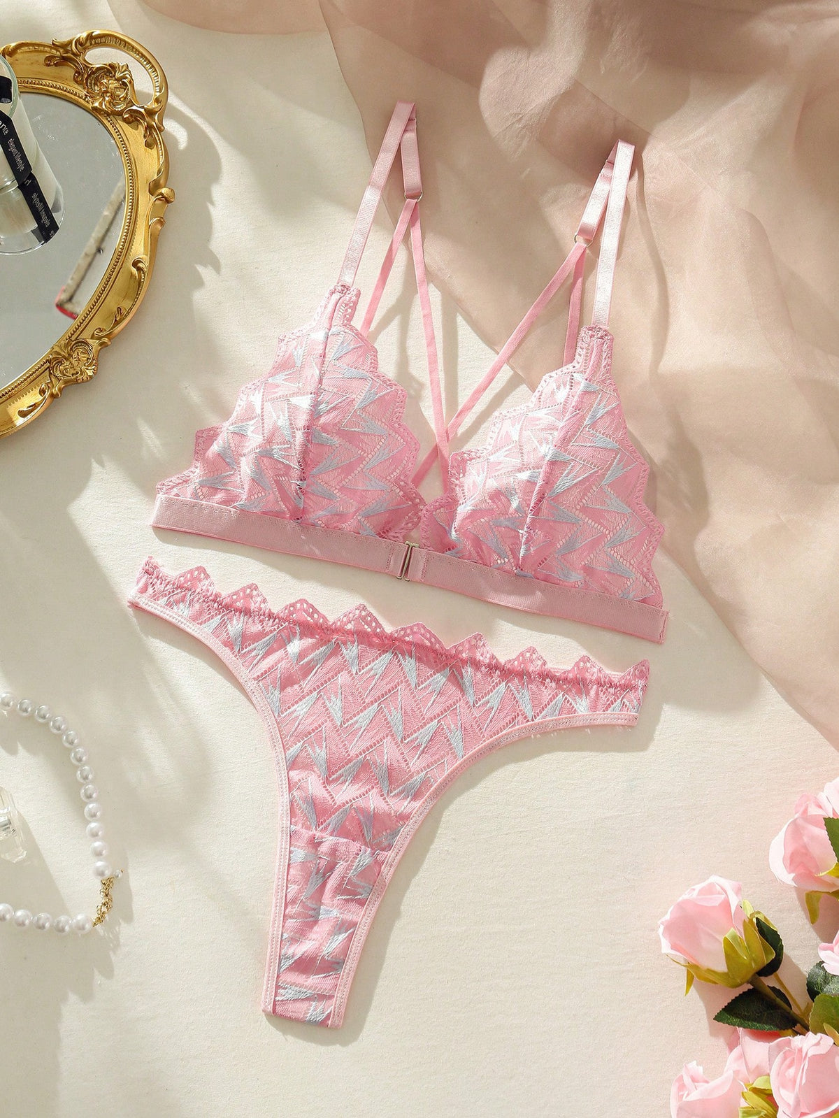 Chevron Trim Lingerie Set