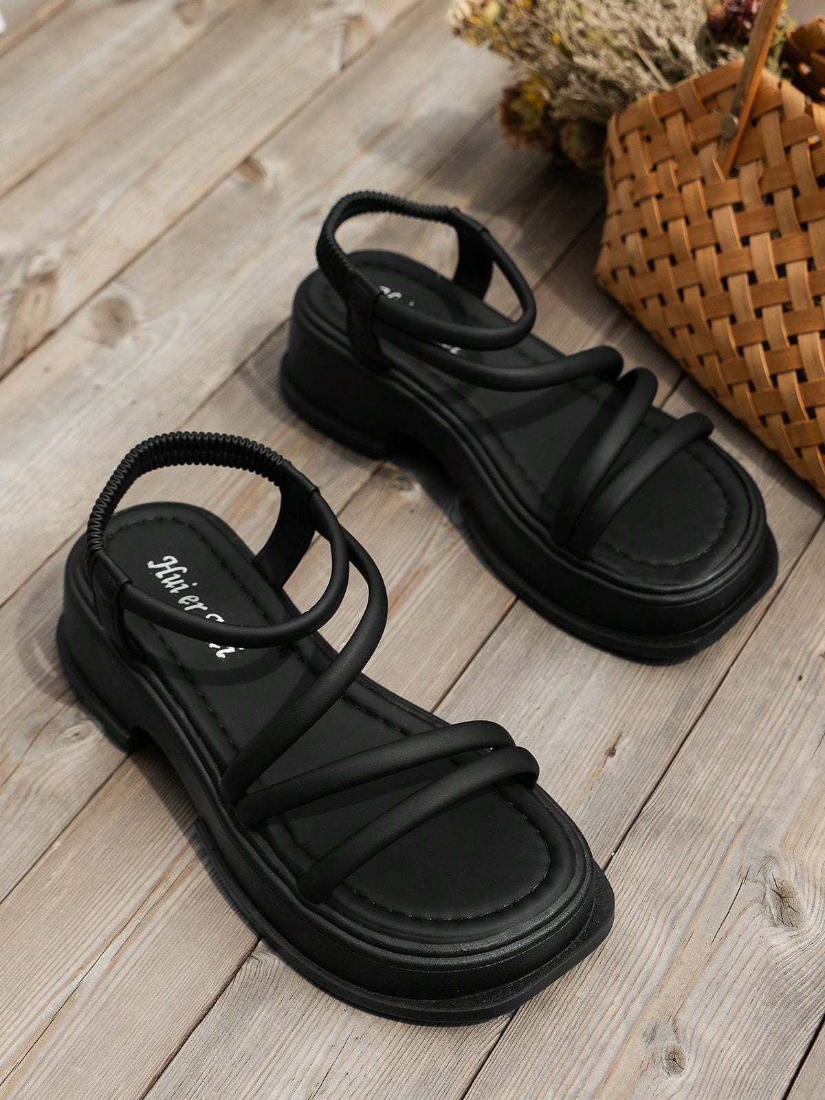 Elegant Slingback Wedge Sandals For Women, Ruched Detail Flatform Sandals
