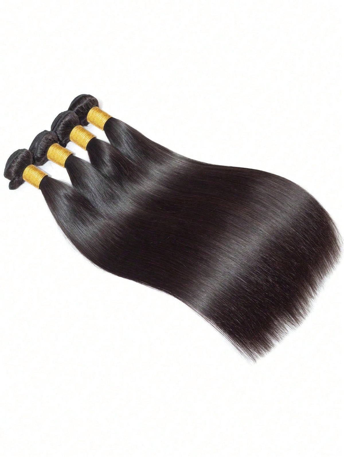 4pcs Straight Human Hair Bundles Virgin Hair Extension 4 Bundles Hair Weave Double Weft Hair Weave Cheap Daily Use Natural Black Color