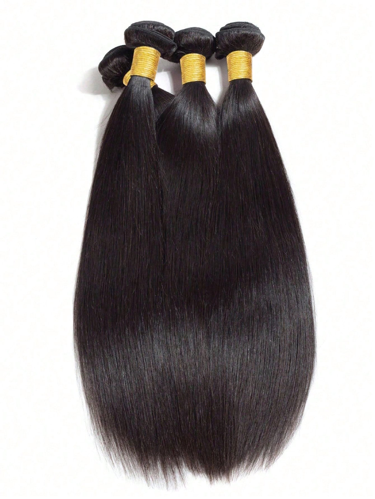 4pcs Straight Human Hair Bundles Virgin Hair Extension 4 Bundles Hair Weave Double Weft Hair Weave Cheap Daily Use Natural Black Color