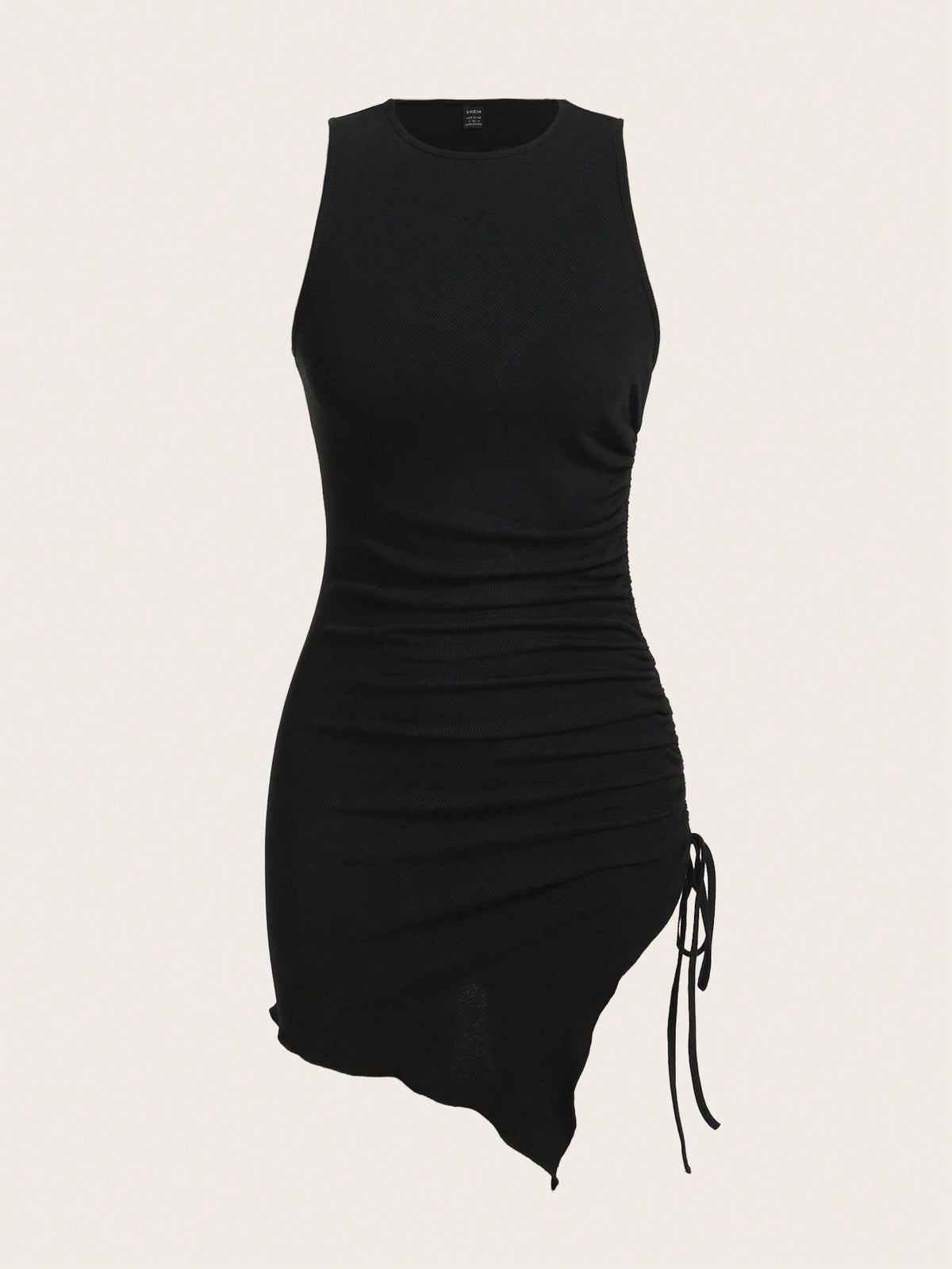 EZwear Drawstring Side Asymmetrical Hem Tank Dress