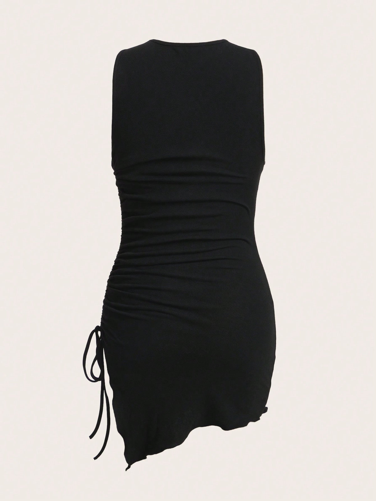 EZwear Drawstring Side Asymmetrical Hem Tank Dress