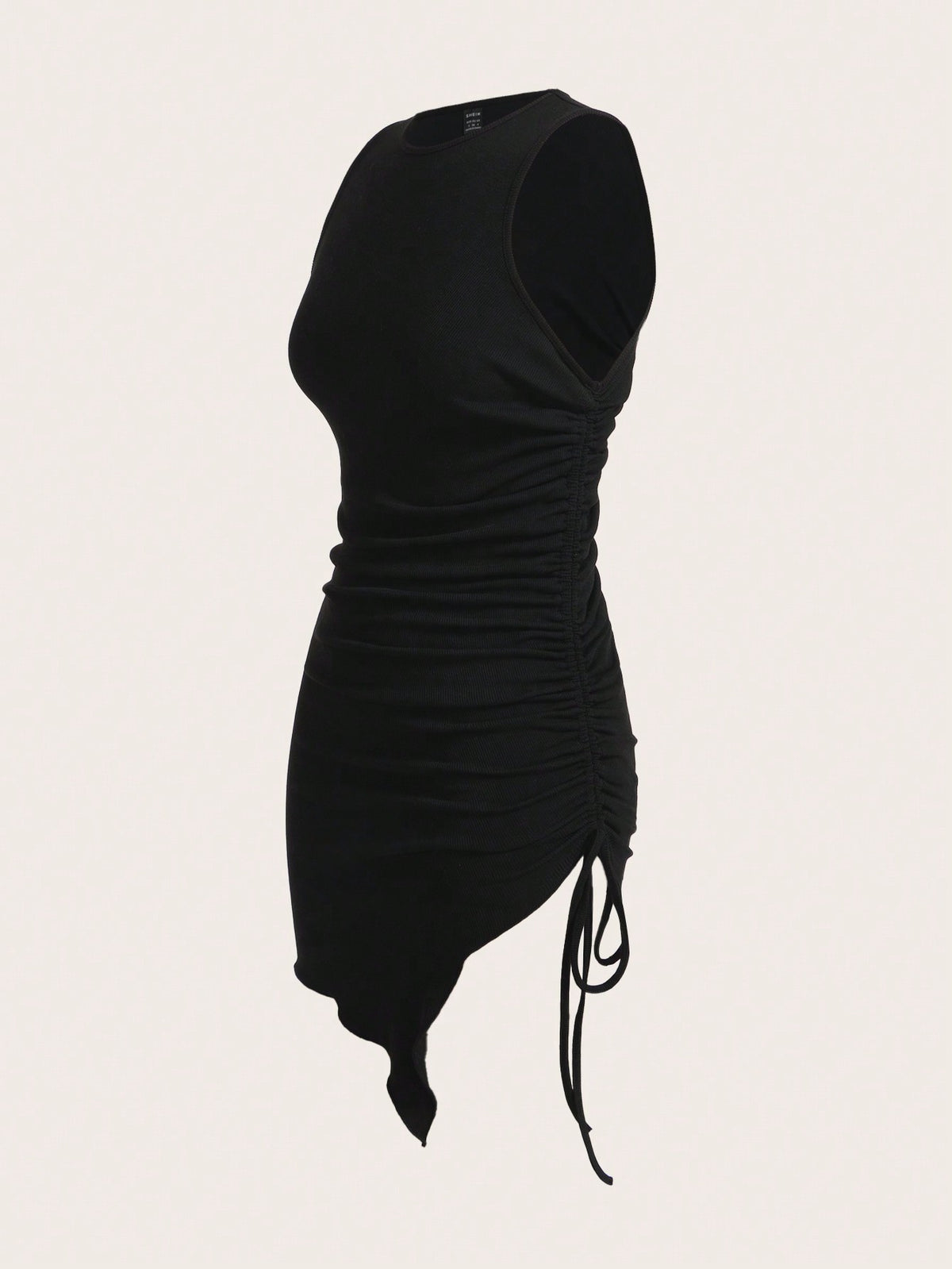 EZwear Drawstring Side Asymmetrical Hem Tank Dress