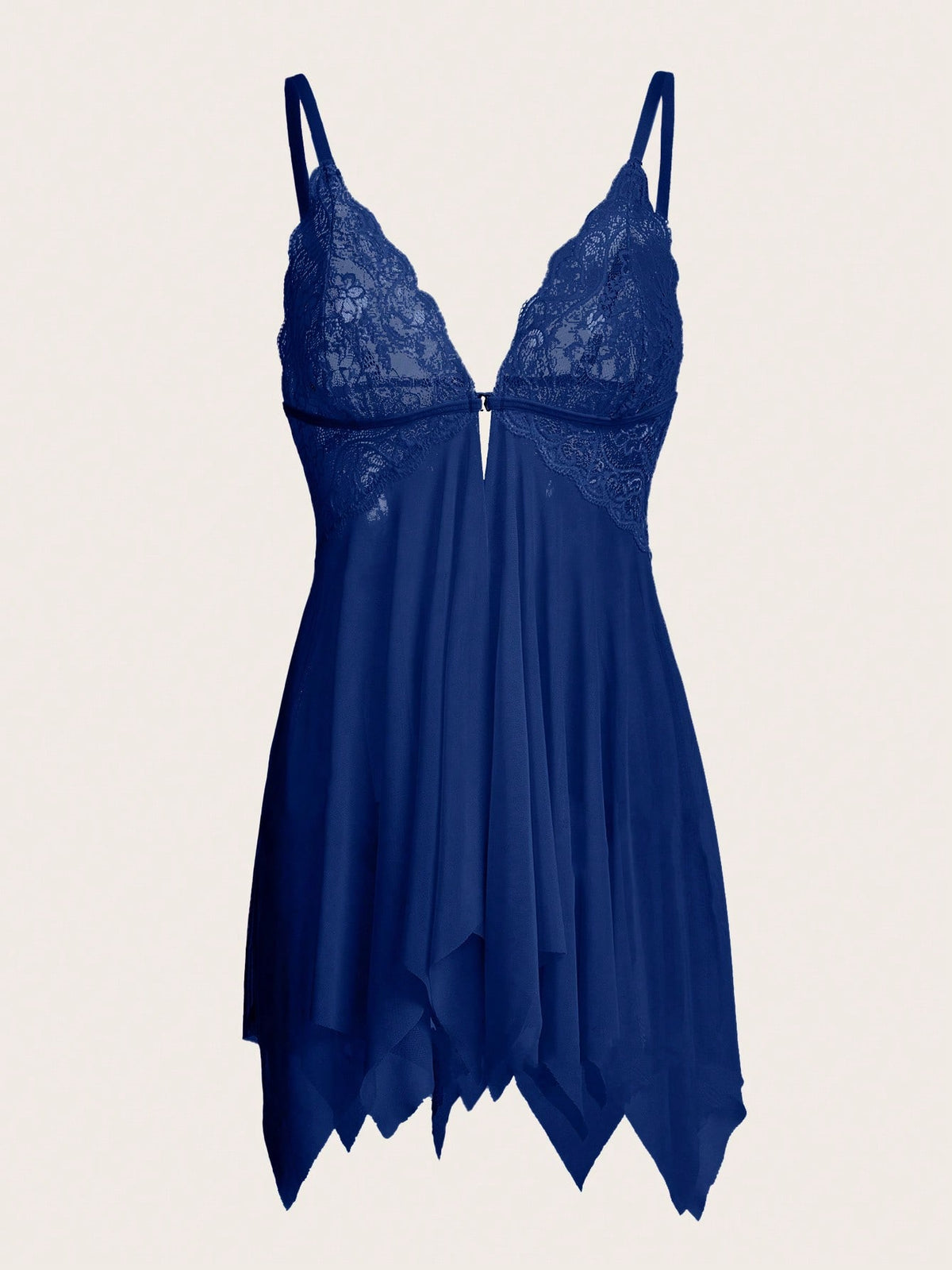 Kawaii Contrast Lace Asymmetrical Hem Slips With Thong
