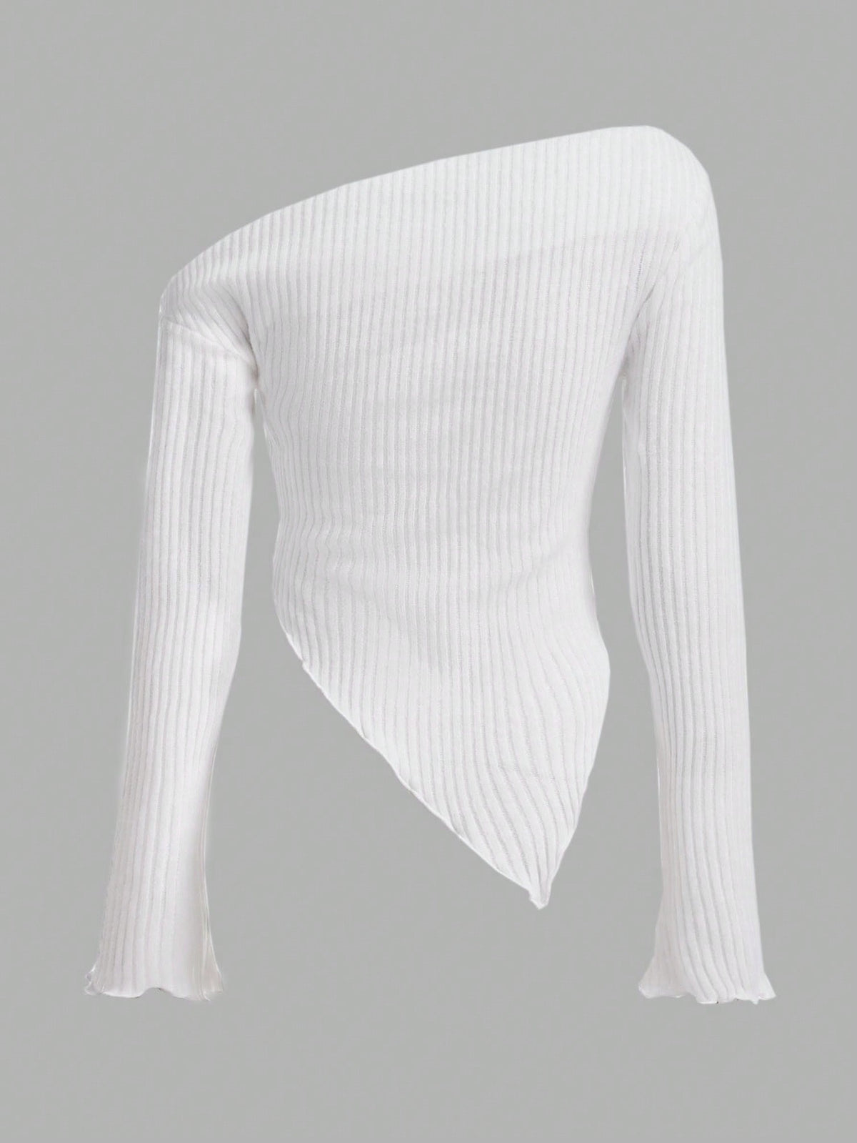 ICON Asymmetrical Neck Lettuce Trim Tee