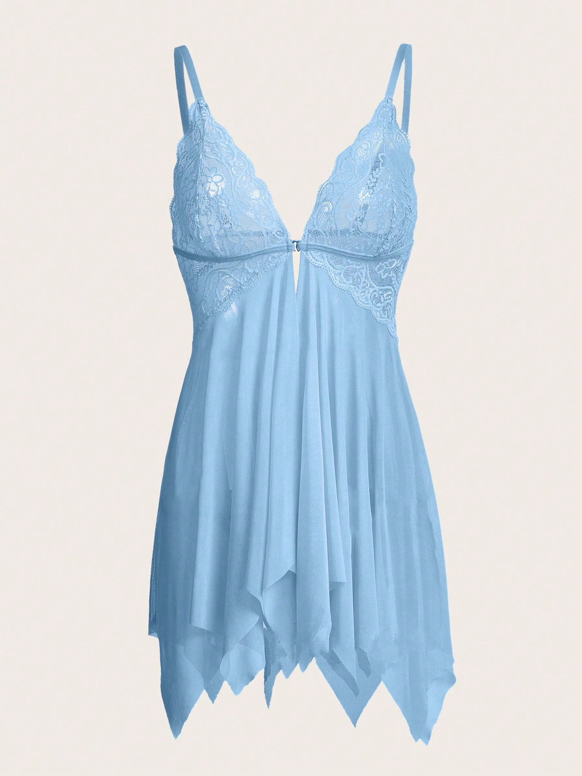 Kawaii Contrast Lace Asymmetrical Hem Slips With Thong