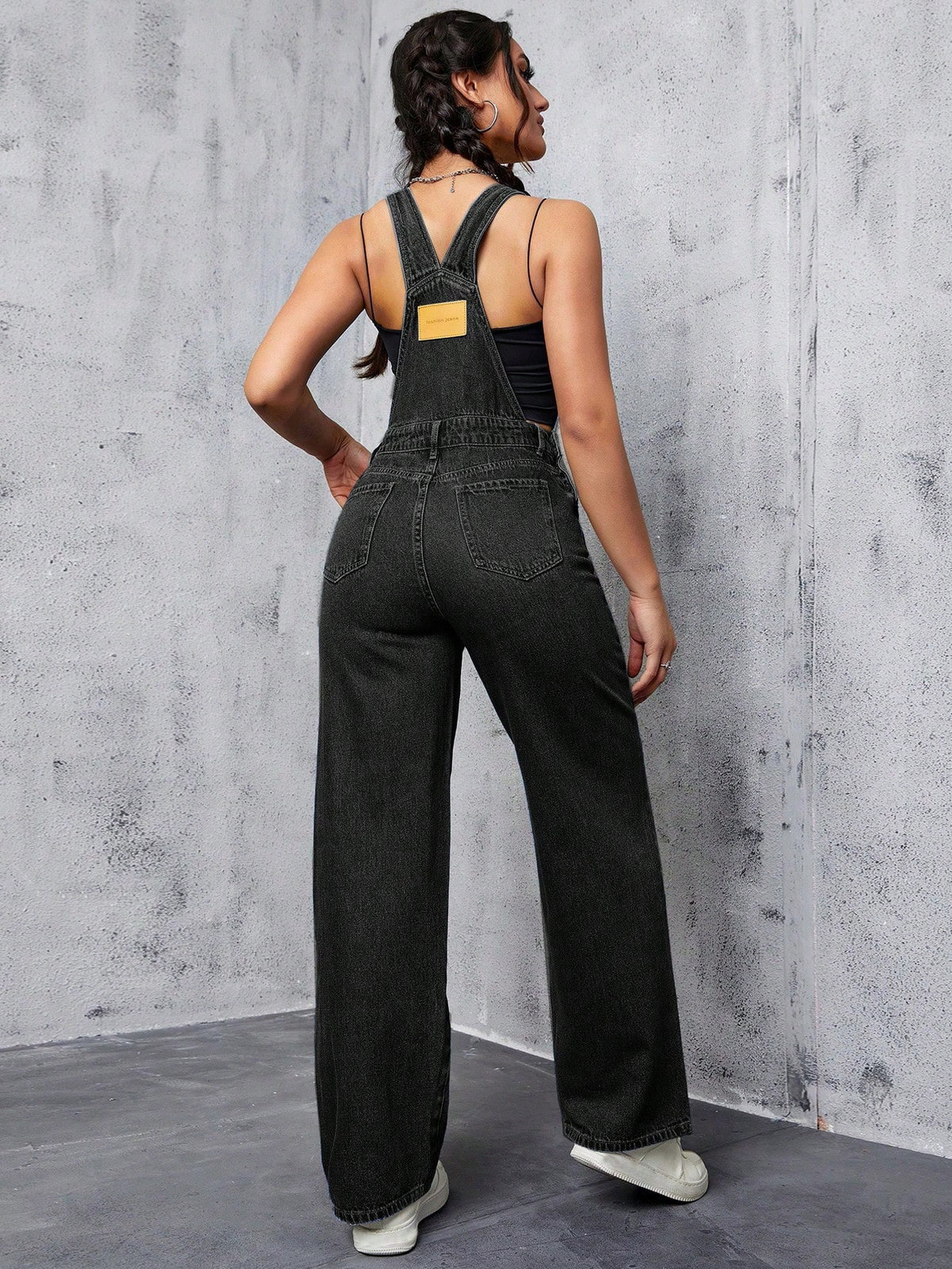 Slant Pocket Denim Overalls Without Top