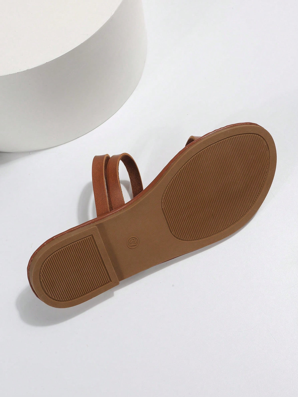 Women's Flat Sandals With Toe Ring, Casual Slip-on Strappy Anti-slip Slides, Outdoor Beach Slippers