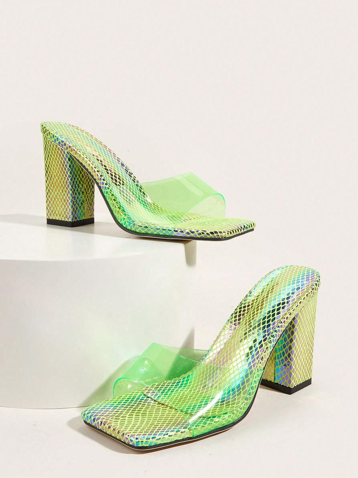Women Minimalist Chunky Heeled Mule Sandals, Fashion Summer Heeled Sandals
