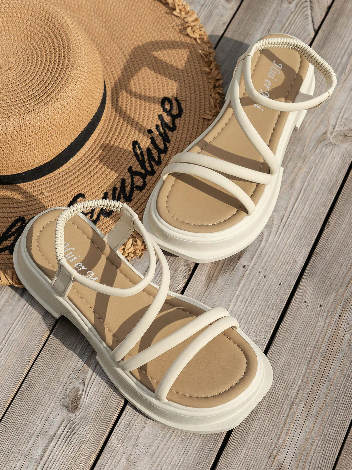 Elegant Slingback Wedge Sandals For Women, Ruched Detail Flatform Sandals